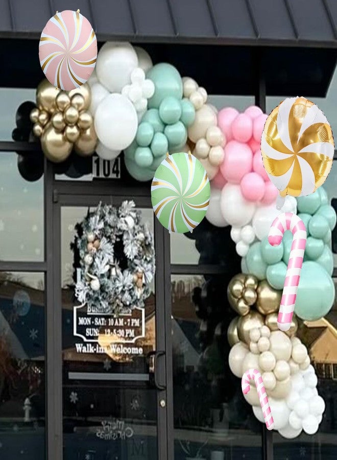 Togvu Christmas Balloons Garland Arch Kit, 125pcs Pastel Pink Green Balloon with Candy Cane Peppermint Foil Balloon for Christmas Theme New Year Xmas Holiday Birthday Party Decorations - Image 4